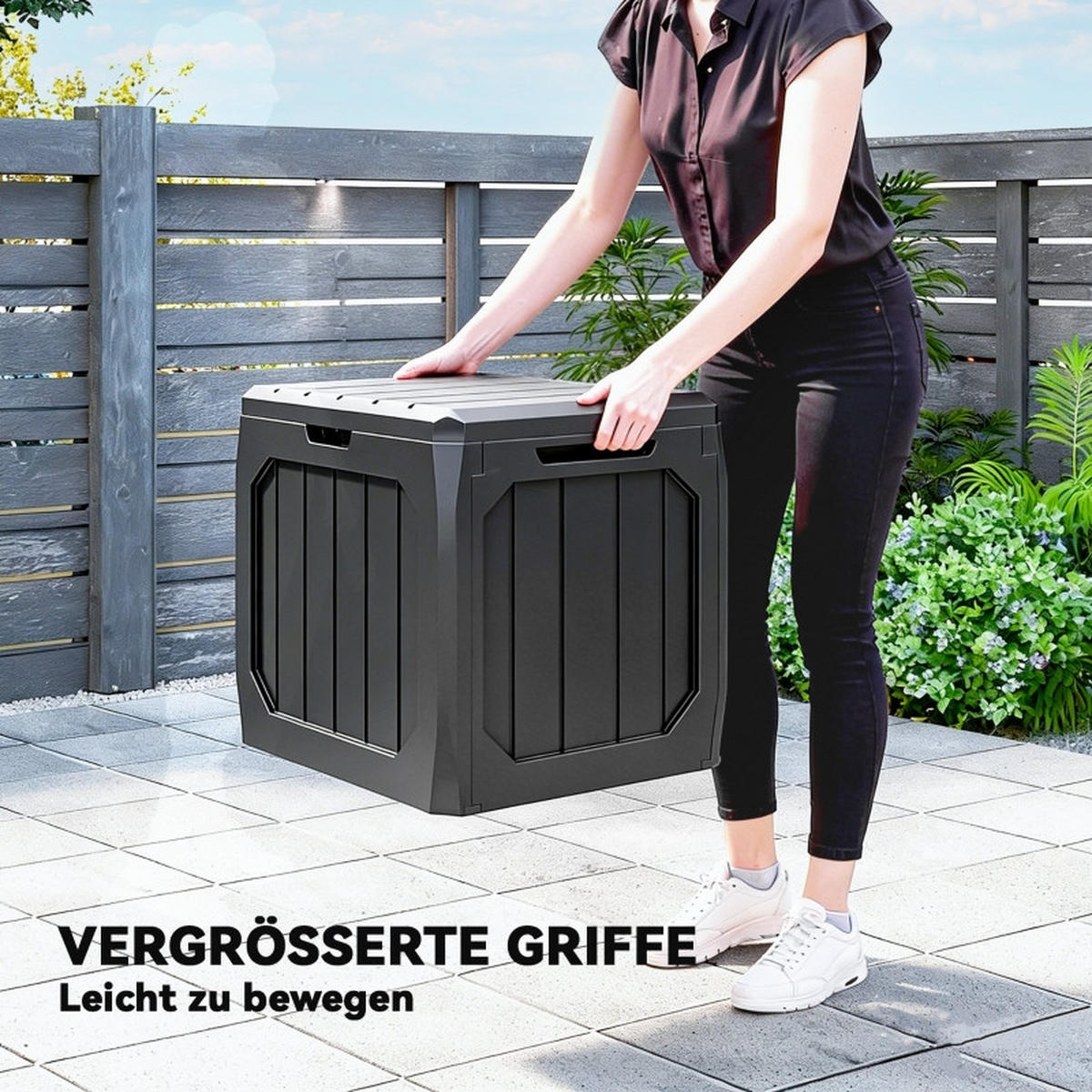 AUFBEWAHRUNGSBOX Garten Schwarz - Schwarz, Kunststoff (45/53/56cm) - ComfortXL