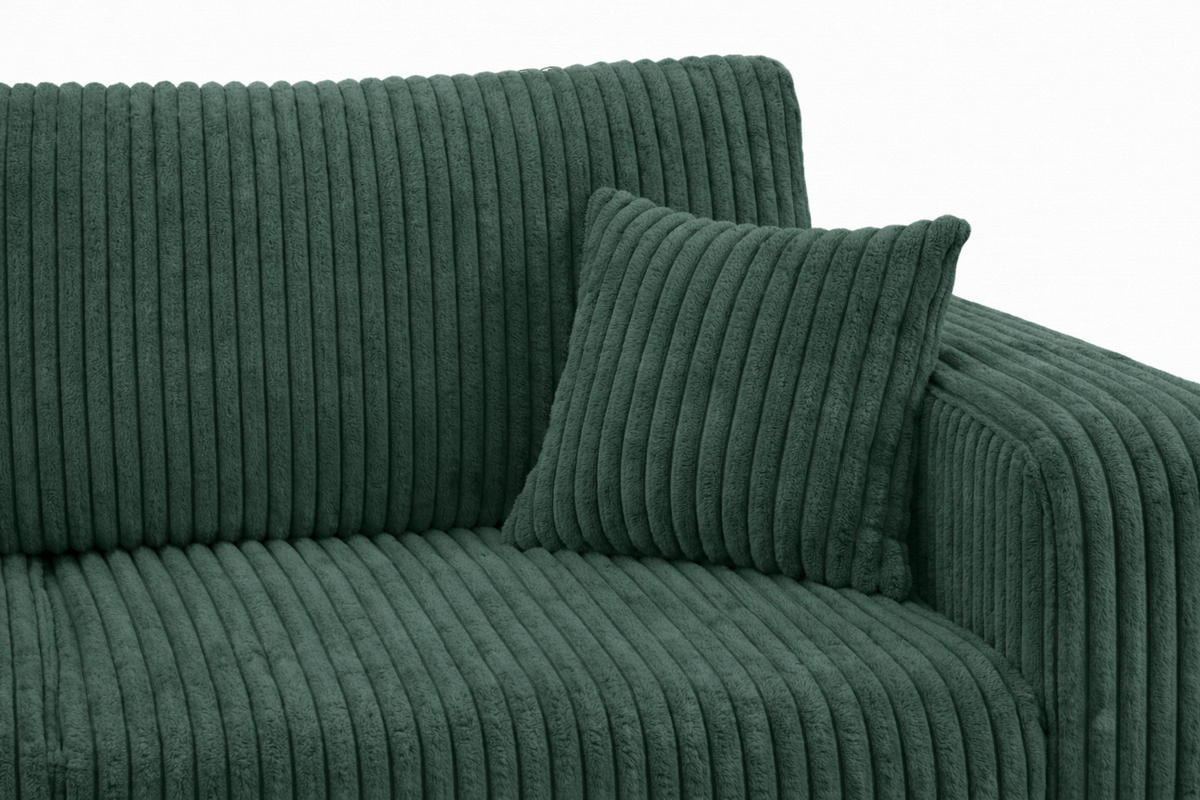 ECKSOFA Mit Schlaffunktion, Cordstoff Tilia, Grün, Links, ROUND ONE XL - Grün, Holz (271/175cm) - Kaiser Möbel