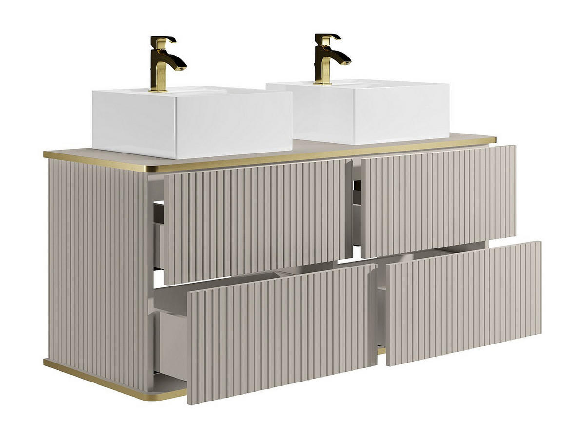 DOPPELWASCHTISCH - 120 cm x 47 cm - Holz, Platte - Beige - KELIZA - Beige, Holz (120/54/47cm) - Vente-Unique
