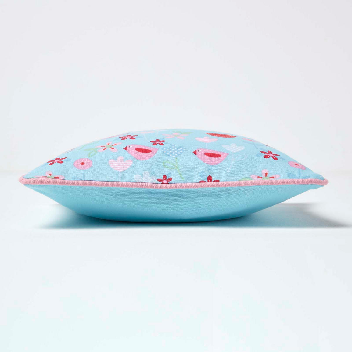 KISSENHÜLLE Vögel & Blumen 30/30 cm - Hellblau, Textil (30/30cm) - Homescapes