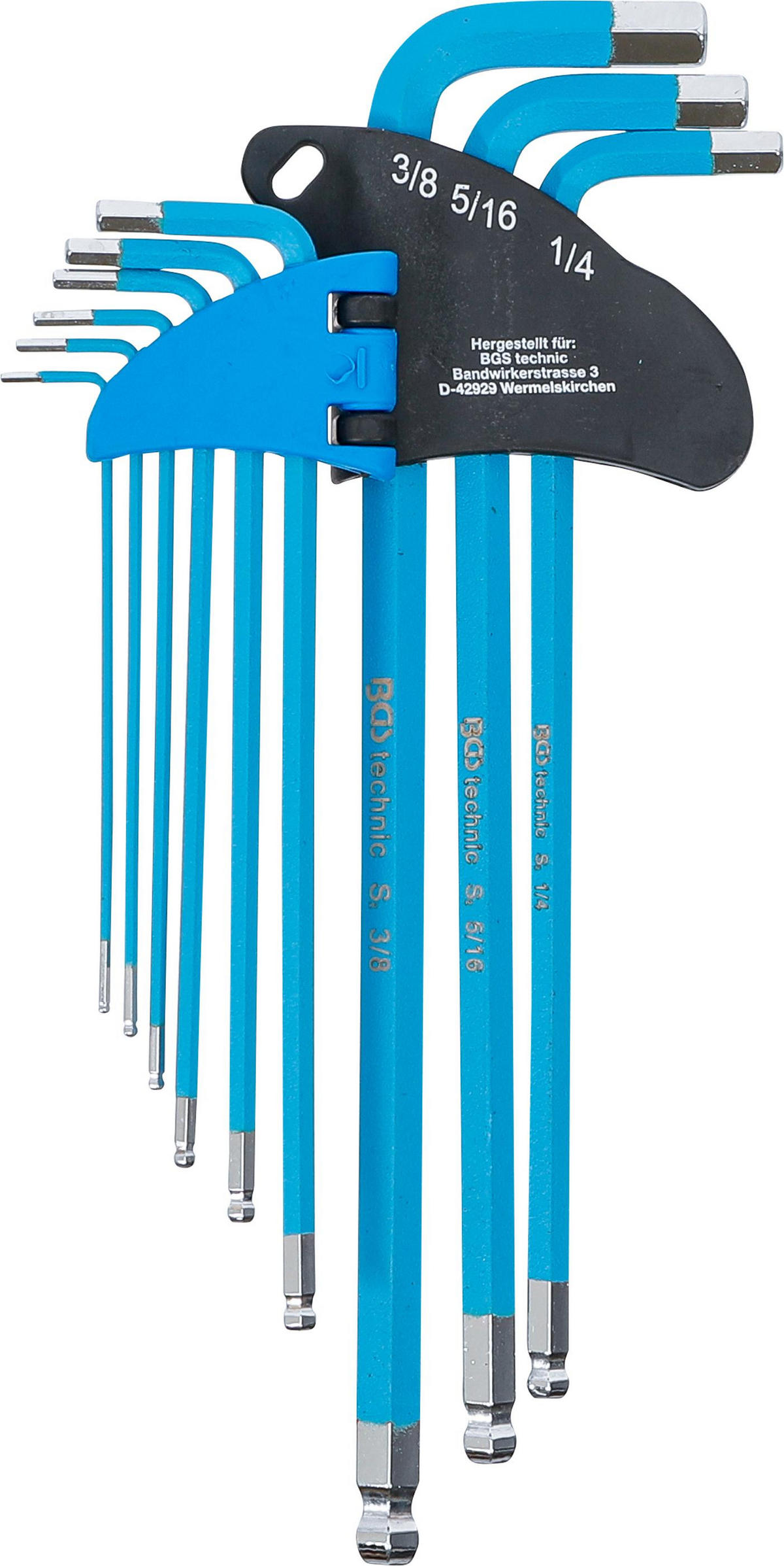 WINKELSCHLÜSSEL-SATZ | EXTRA LANG | INNENSECHSKANT | ZOLLGRÖSSEN | - Multicolor, Kunststoff/Metall (1/1cm) - BGS technic