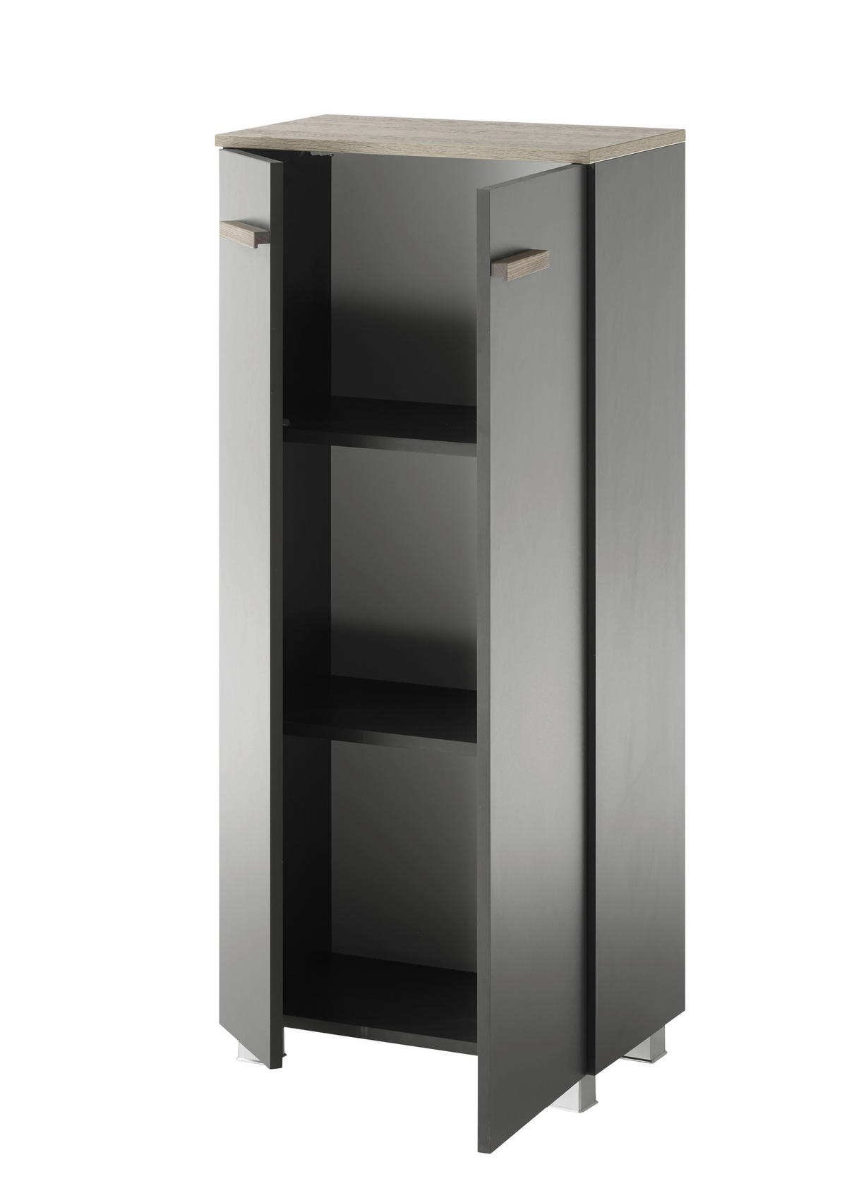 HOCHSCHRANK S12 Anthrazit Matt & Eiche Dekor 51/115/30 cm - Grau, Holzwerkstoff (51/115/30cm) - Livojo