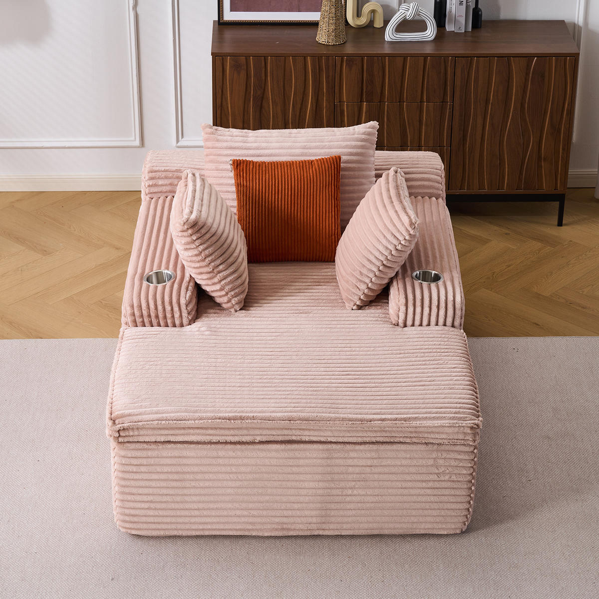 KLAPPSOFA mit 2-in-1-Funktionskissen, Cordstoff - Rosa - Pink, Textil (113/63/164cm) - KOMHTOM
