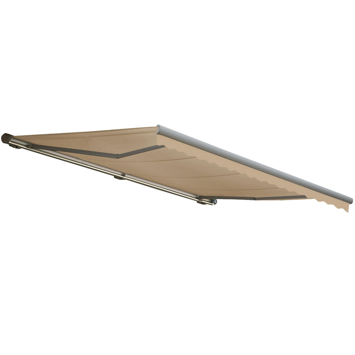 KASSETTEN-MARKISE MIT VOLANT Cremeweiß, Grau - Weiß/Grau, Textil (500/23/300cm) - MCW