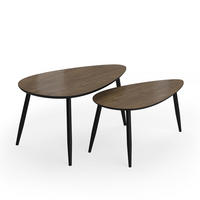 COUCHTISCH-SET Veyo Walnuss/Schwarz 98 x 60 cm Set, 2 Teile - Walnussfarben/Schwarz, Holzwerkstoff (60/98/48cm) - Vicco