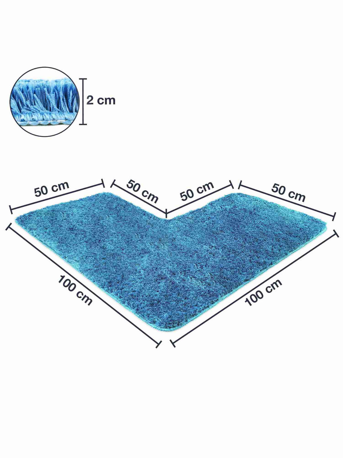 ECKBADEMATTE Florenz - Hellblau, Textil (100/100cm) - WohnDirect