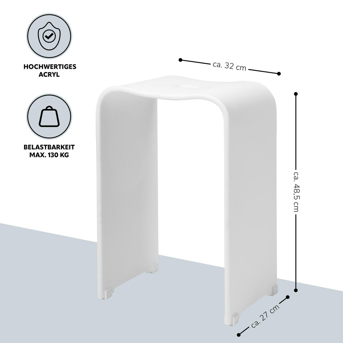 DUSCHHOCKER Acryl, mattweiss - Weiß, Kunststoff (32/48.5/27cm) - bremermann