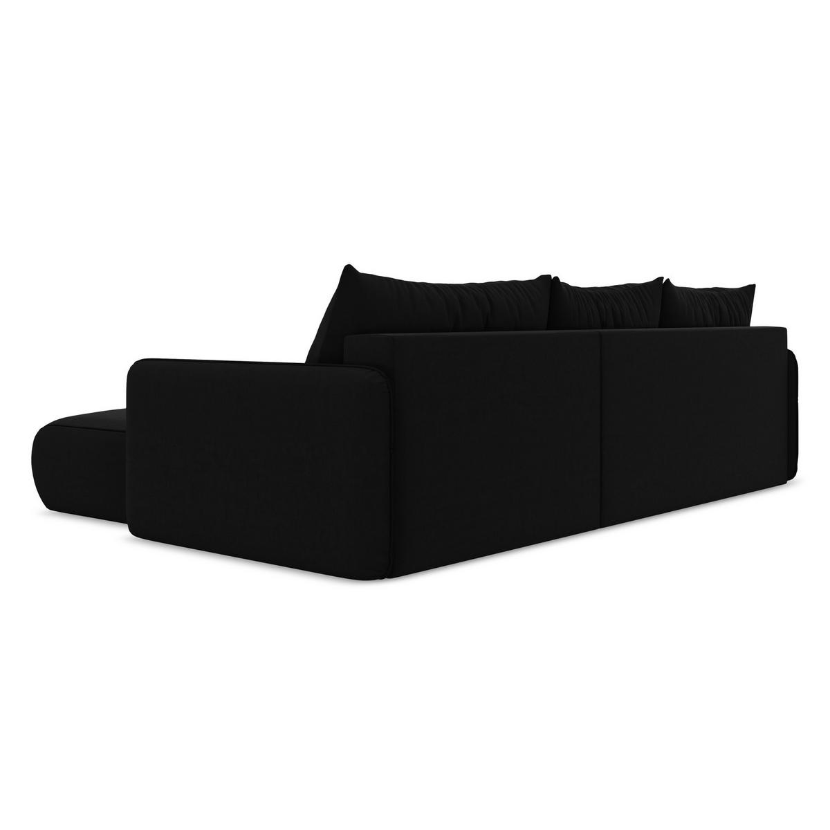 ECKSOFA mit Schlaffunktion Samt Stoff Schwarz - Schwarz, Kunststoff/Textil (240/148cm) - LaMiaSofa