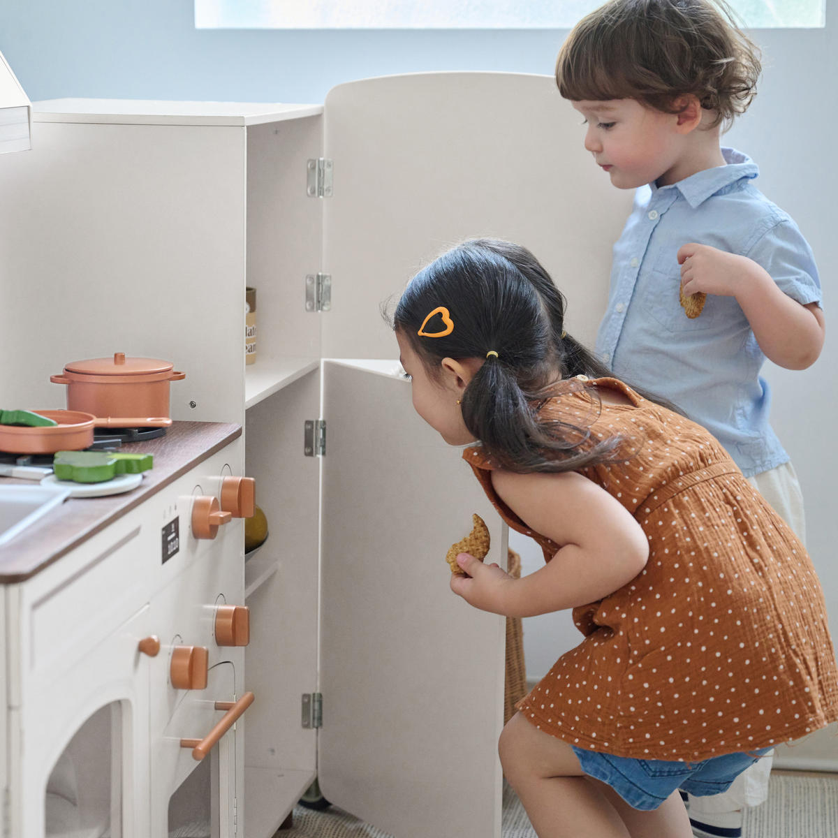 KINDERKUCHE Modulare Holze mit Kühlschrank, 92cm, Weiß - Weiß, Holzwerkstoff (104/30/92cm) - Teamson Kids