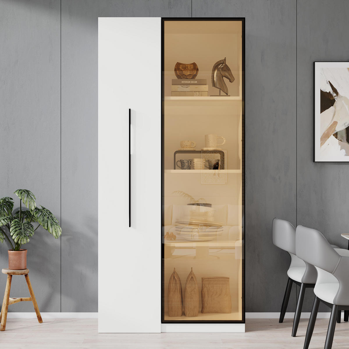 VITRINE Weiß 70/40/160 cm - Weiß, Holzwerkstoff (70/160/40cm) - PANGIVO