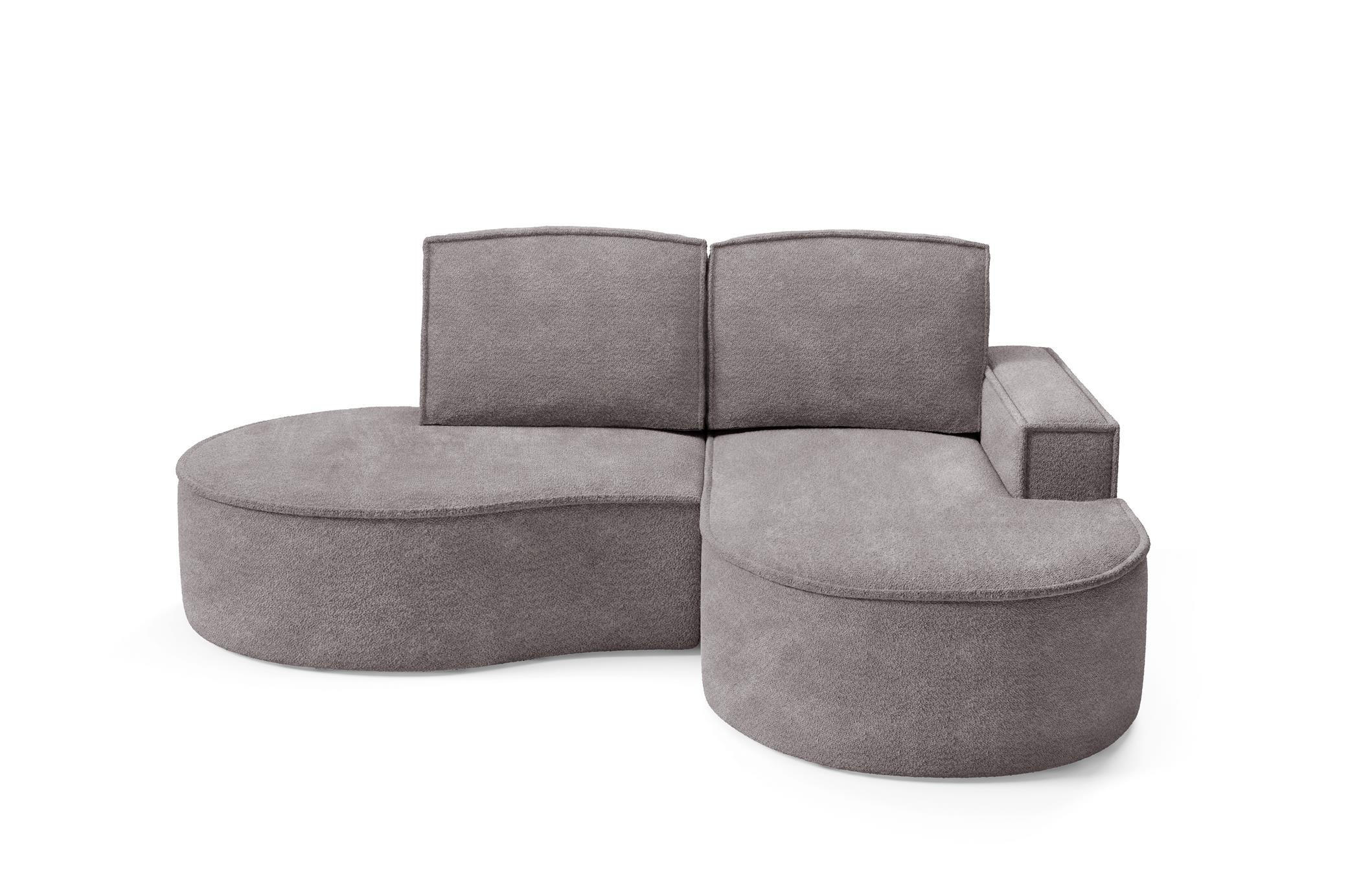 ECKSOFA Flow Grau, mit Kissen in Abriamo Stoff, rechte seite - Grau, Holzwerkstoff/Textil (210/157cm) - Bettso