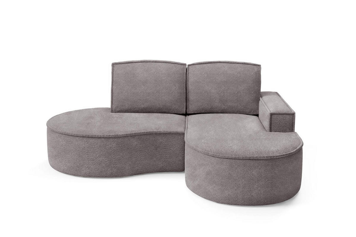 ECKSOFA Flow Grau, mit Kissen in Abriamo Stoff, rechte seite - Grau, Holzwerkstoff/Textil (210/157cm) - Bettso