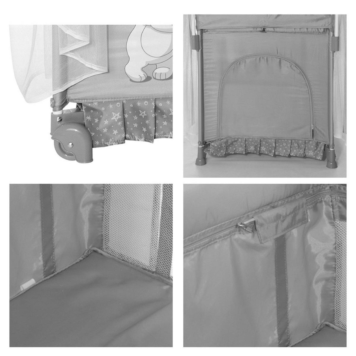 REISEBETT Magic Sleep hellblau 2 Ebenen Baldachin Mobile Wickelauflage faltbar - Blau/Hellblau, Kunststoff (60/120cm) - Lorelli