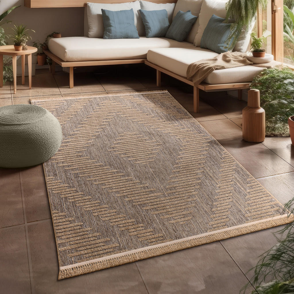 Thumbnail - Paco Home Outdoorteppich, Beige, Textil, Rechteckig, 120x160 cm, strapazierfähig, für Fußbodenheizung geeignet, Teppiche...