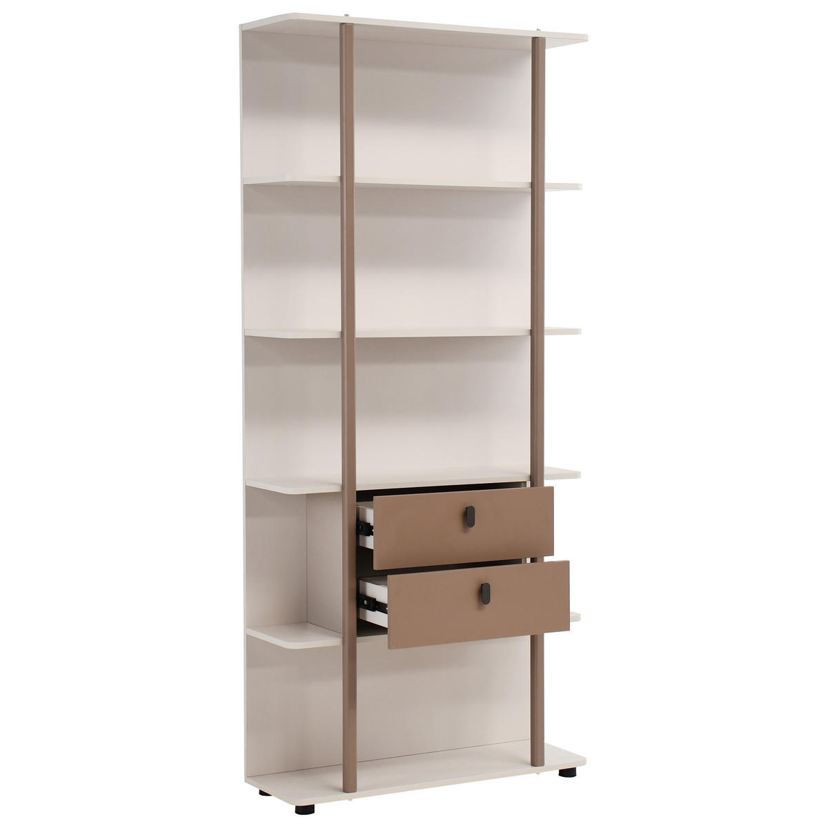 BÜCHERREGAL Boreo aus Metall mit 2 Schubladen, 90 cm, Kaschmir+Hellbraun - Kaschmir/Hellbraun, Metall (90/200/26cm) - Beautysofa