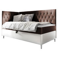 BOXBETT Filip Junior 3, Seite zum Öffnen des Bettkastens: Links - Weiß/Braun, Holz (100/200cm) - MIRJAN24
