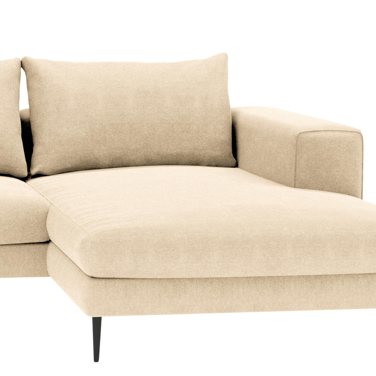 ECKSOFA met Longchair - Webstoff - Beige/Schwarz, Textil/Metall (275/170cm) - home24