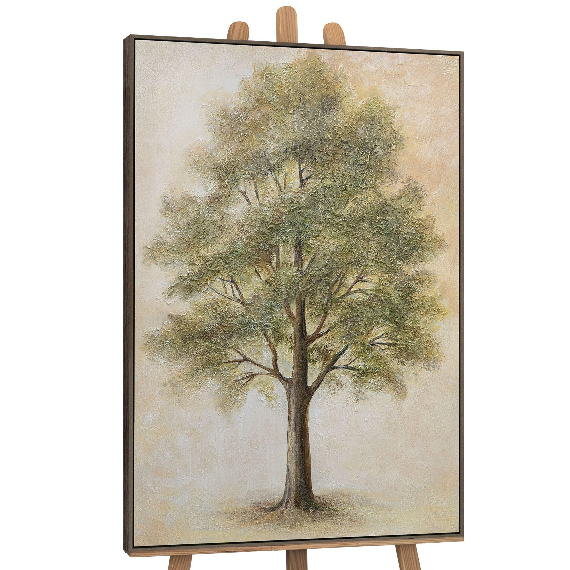GEMÄLDE Baum der Kontemplation Schattenfugenrahmen Grau 140x100 cm - Grau, Holz (140/100cm) - YS-art gallery