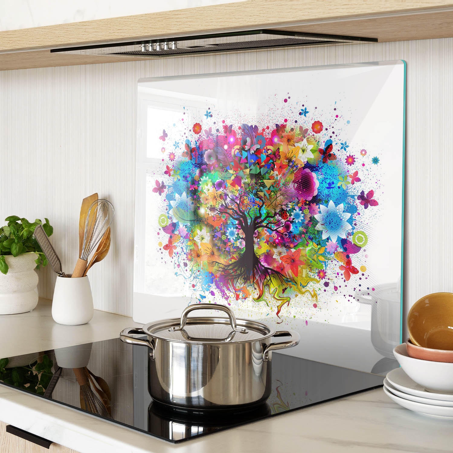GLASPLATTE 60x52 cm Bunter Baum - Multicolor, Glas (60/0.4/52cm) - TULUP