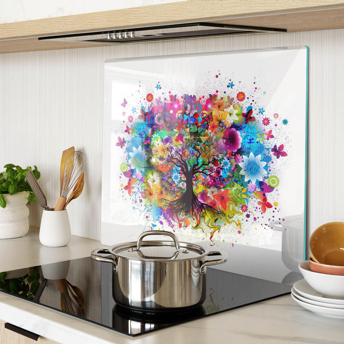 GLASPLATTE 60x52 cm Bunter Baum - Multicolor, Glas (60/0.4/52cm) - TULUP