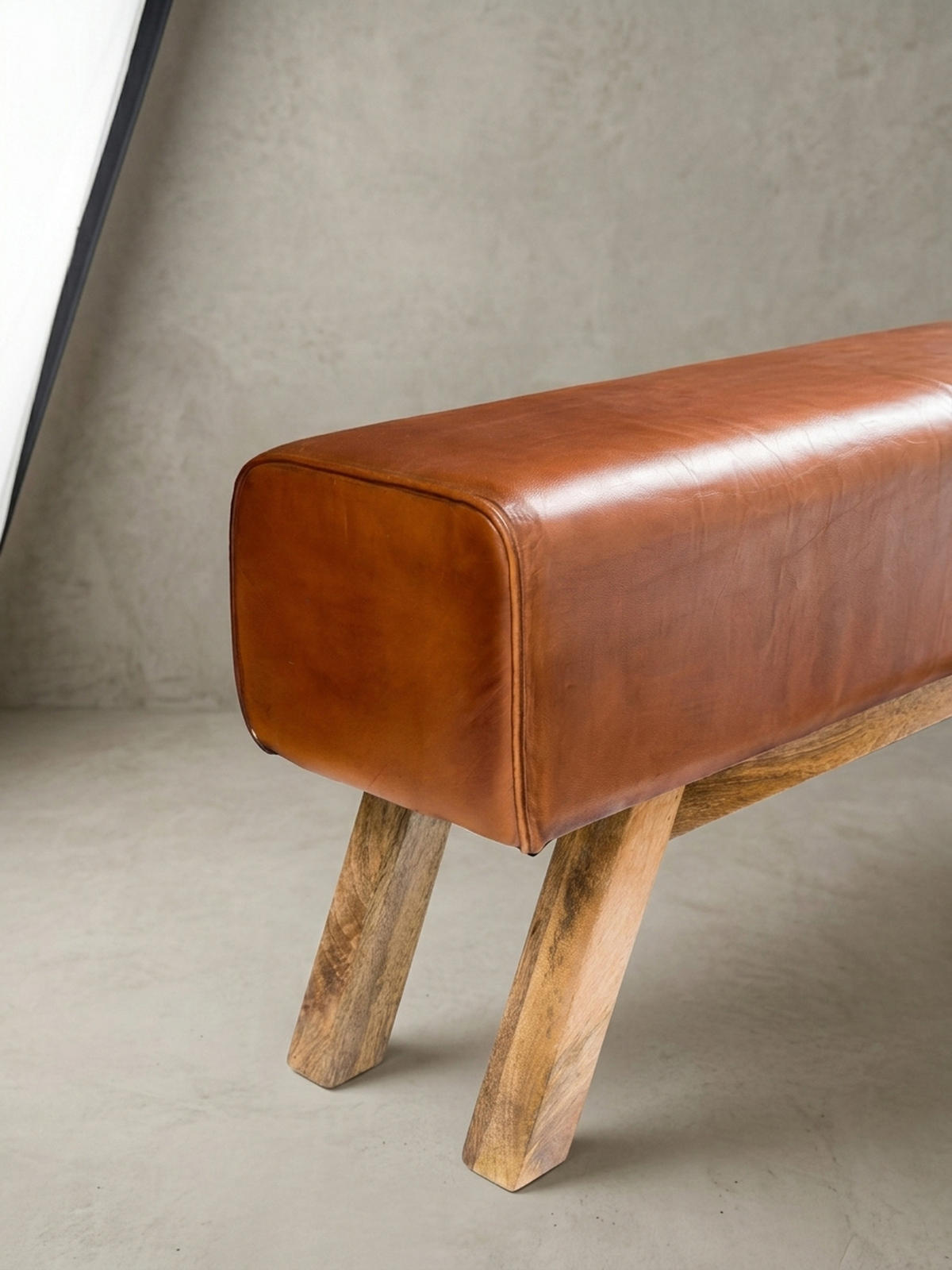 SITZBANK – Echtleder/Holz, 120 cm, Retro-Stil, mit Stauraum - Braun, Leder/Holz (120/53/29cm) - KADIMA DESIGN