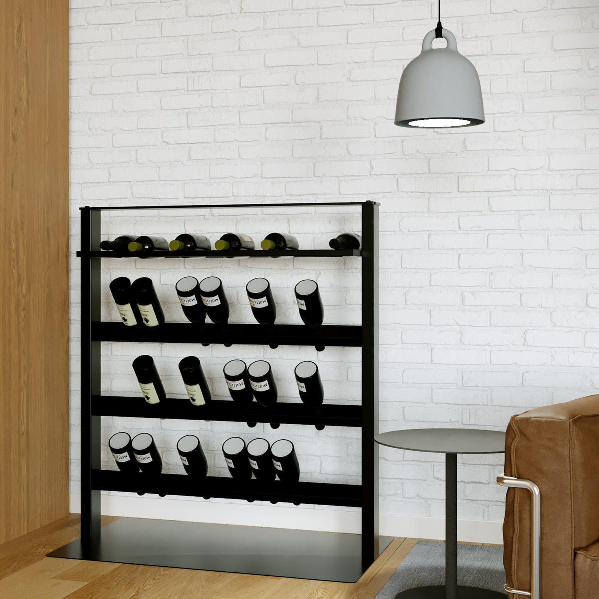 WEINREGAL Piemont Metall,Schwarz, Für 45 Weinflaschen 110/100/60cm - Schwarz, Metall (60/110/100cm) - Metalo Pro