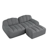 ECKSOFA aus granuliertem Fleece, frameless Lounge-Design ohne Montage - Grau, Textil (210/165cm) - Urban Meuble