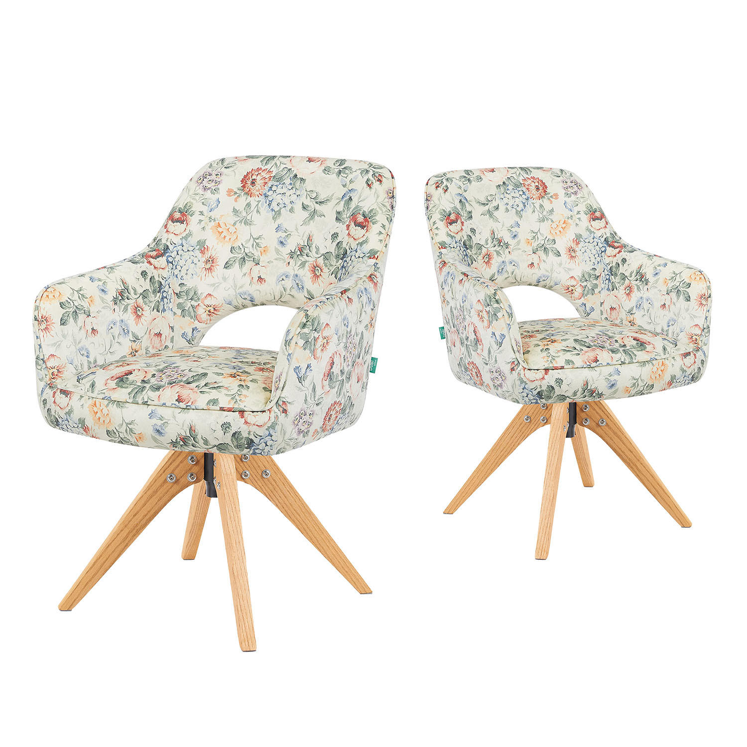 DREHSTUHL Mika-Lena 2er-Set - Honigeiche/Multicolor, Eichenholz/Holz (60/87/65cm) - DUBI Möbel