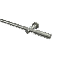 GARDINENSTANGEN-SET Platon Mavell 160 cm, 1-läufig (ohne Ringe), 20 mm Ø Edelstahl-Optik - Edelstahlfarben/Silberfarben, Metall (160cm) - INTERDECO