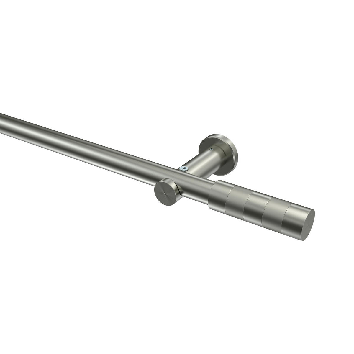 GARDINENSTANGEN-SET Platon Mavell 160 cm, 1-läufig (ohne Ringe), 20 mm Ø Edelstahl-Optik - Edelstahlfarben/Silberfarben, Metall (160cm) - INTERDECO