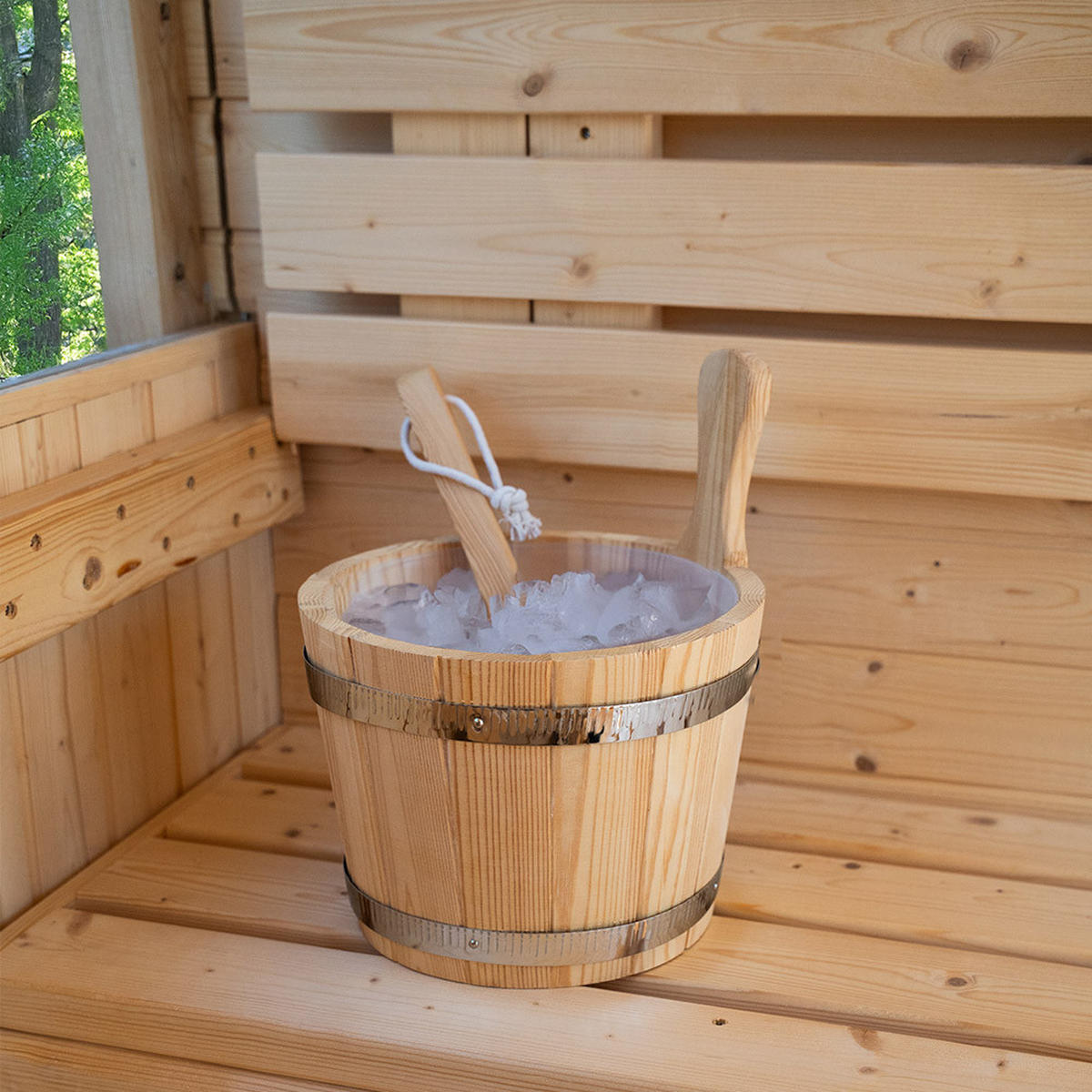 GARTENSAUNA HYGGE DELUXE - Größe: 230 x 220 cm - Braun, Holz (230/220/260cm) - Home Deluxe