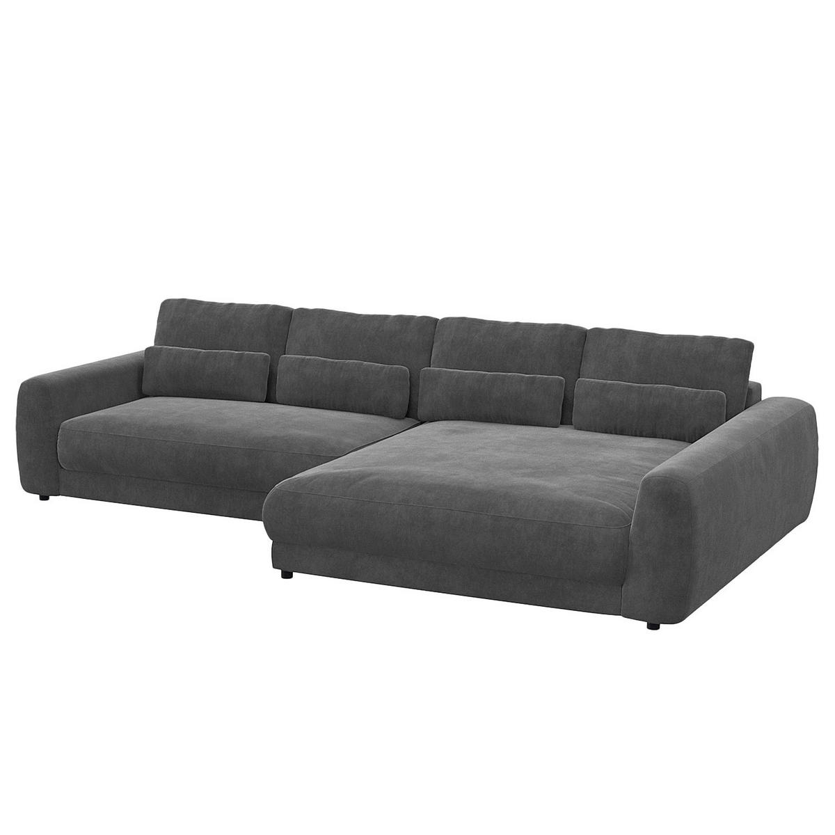 ECKSOFA mit XXL-Longchair - Schwarz/Grau, Kunststoff/Textil (323/182cm) - home24