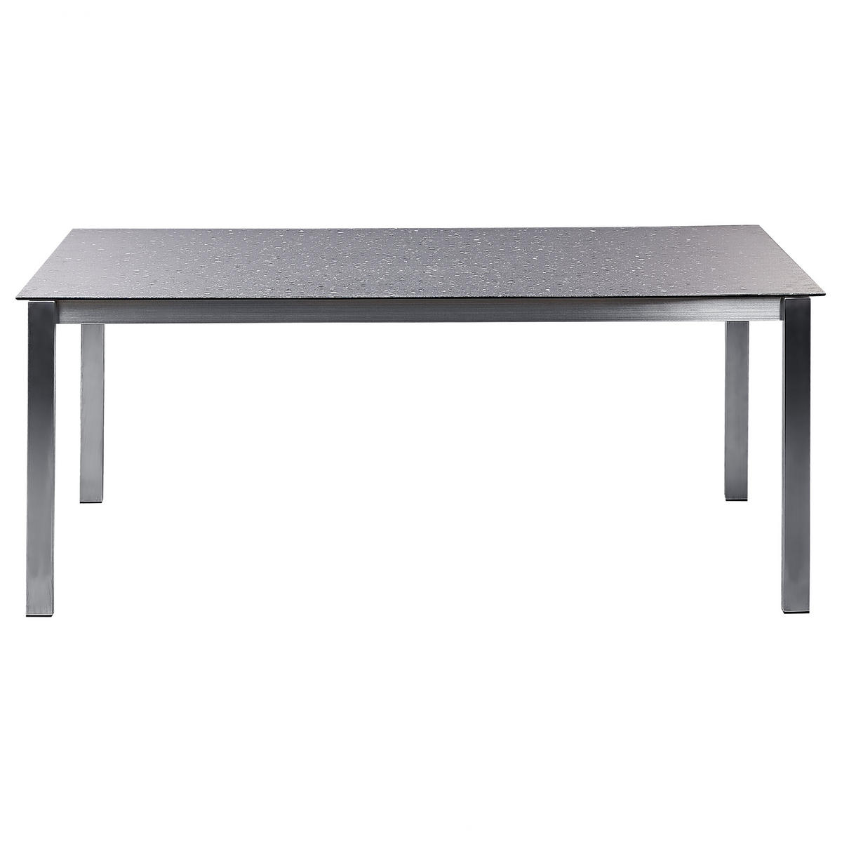GARTENTISCH Keramik-Glas Granit Optik schwarz 180/90 cm Cosoleto - Silberfarben/Schwarz, Glas (180/90/75cm) - Beliani