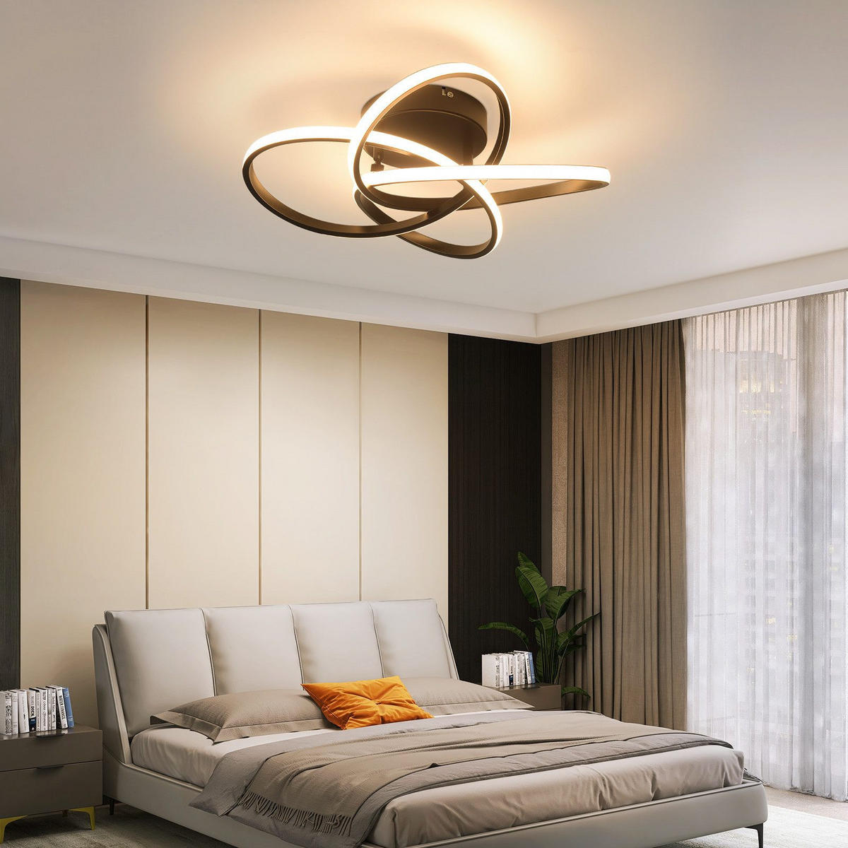 LED DECKENLEUCHTE FRANZISKA II 42/45/16 cm - Schwarz, Metall (45/42/16cm) - Nettlife