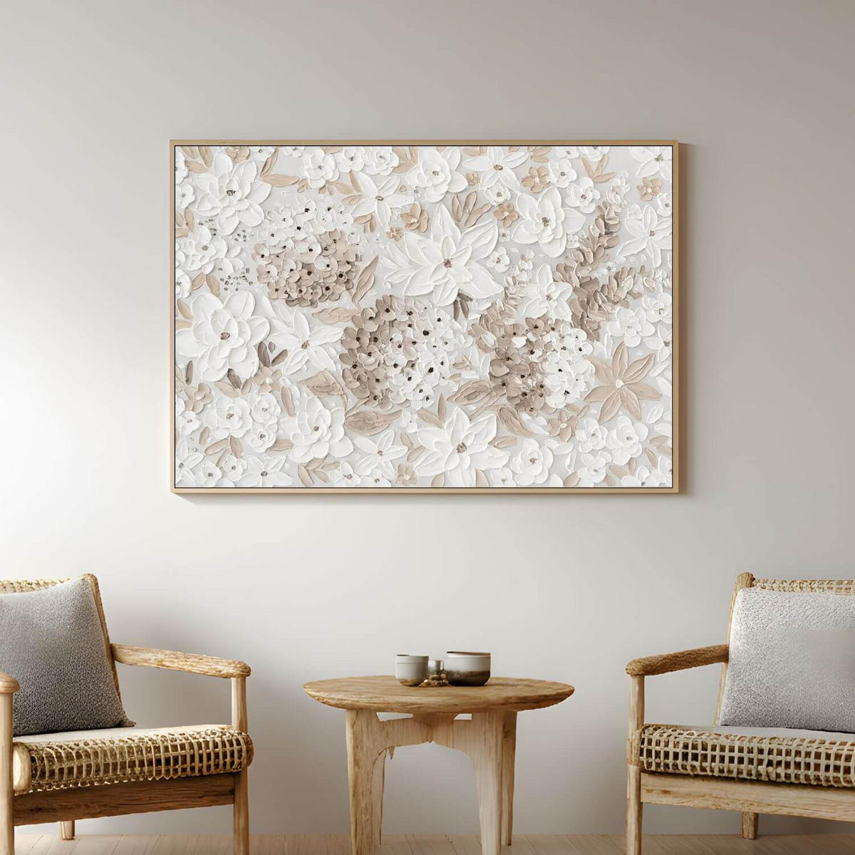 ACRYLBILD HANDGEMALT 90/60 cm - Beige/Weiß, Holz/Textil (90/60cm) - KUNSTLOFT