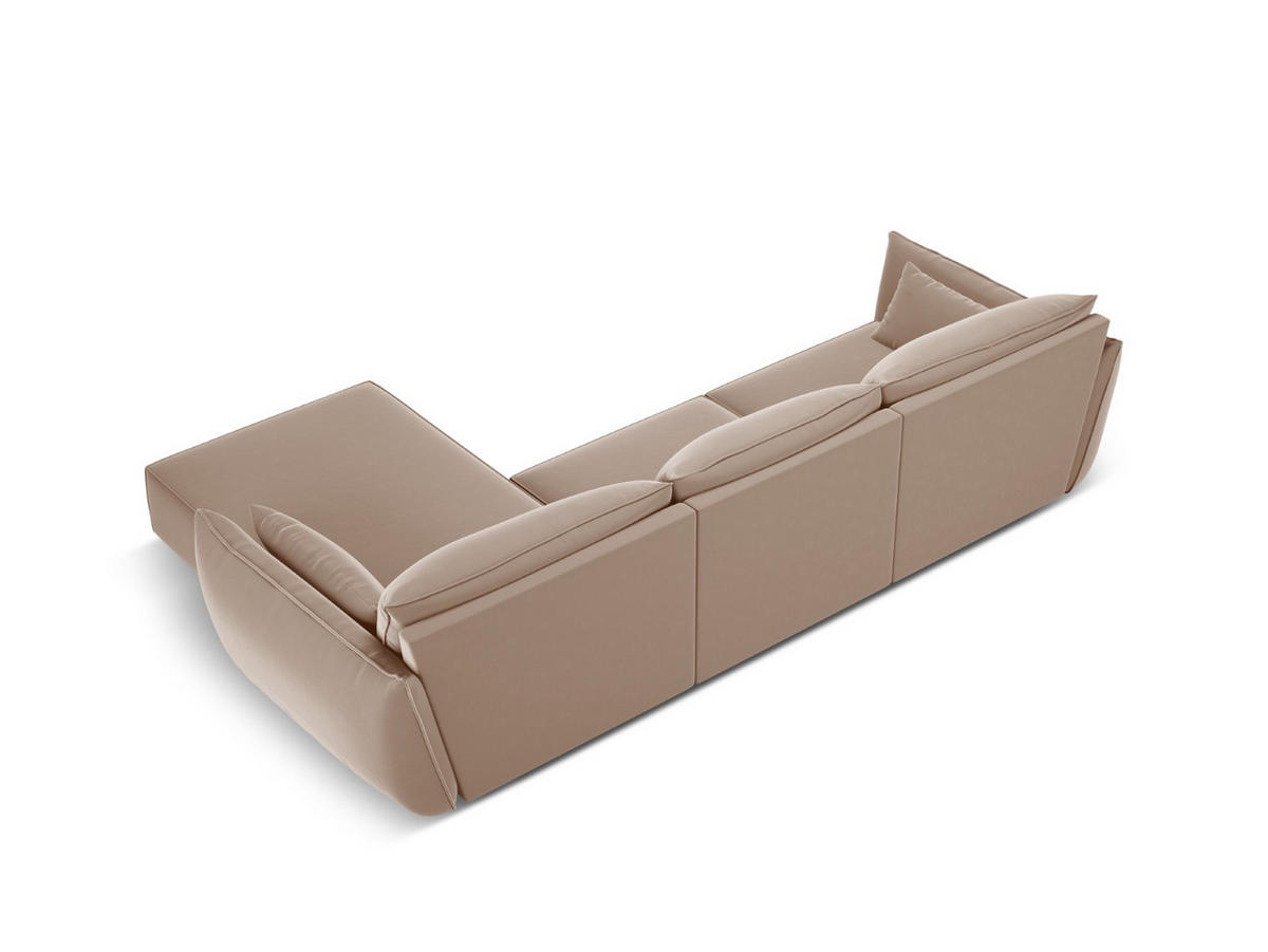 ECKSOFA rechts Kaelle aus Samt beige 4 Sitzplätze - Beige, Textil (171/308cm) - Micadoni