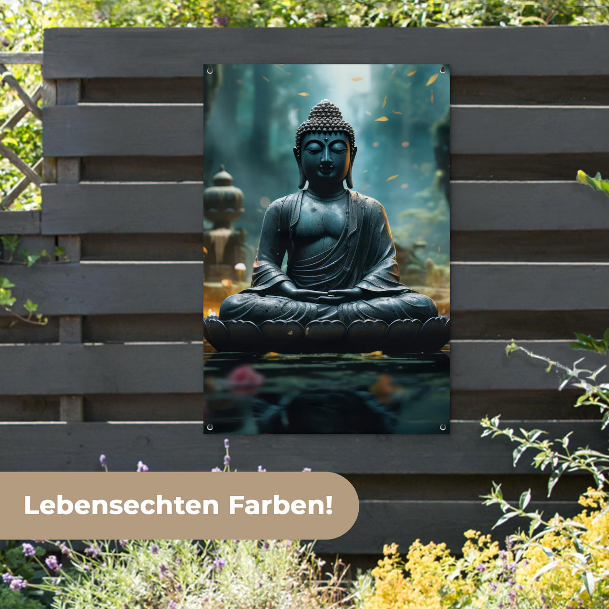 ZAHRADNÍ PLAKÁT Buddha - Socha - Buddha - Zen - Umění - Buddha 80x120 cm - tmavě šedá, plast (80/120/0.2cm) - OnlyWow