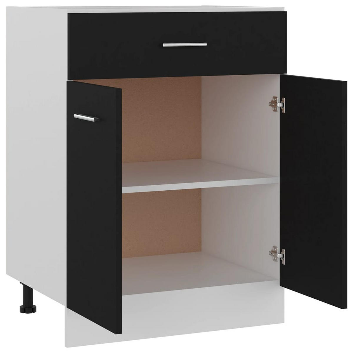 KÜCHENUNTERSCHRANK Lyon mit 2 Türen, 1 Schublade 60/46/81,5 cm aus Holzwerkstoff Schwarz - Schwarz/Grau, Holz/Metall (60/81.5/46cm) - vidaXL