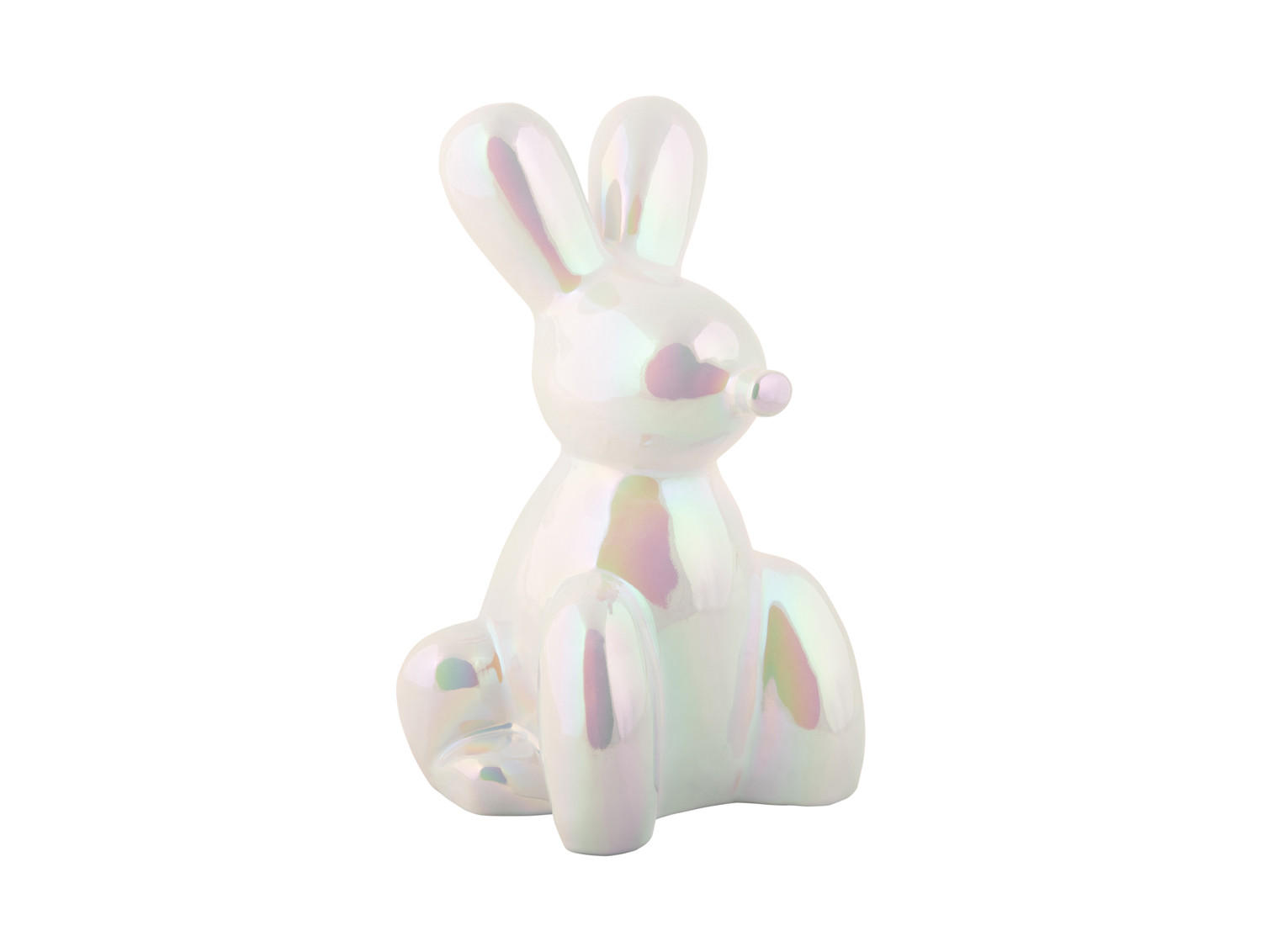 SKULPTUR Balloon Bunny 12.7/11.5/20 cm - Weiß, Keramik (11.5/20/12.7cm) - Present Time