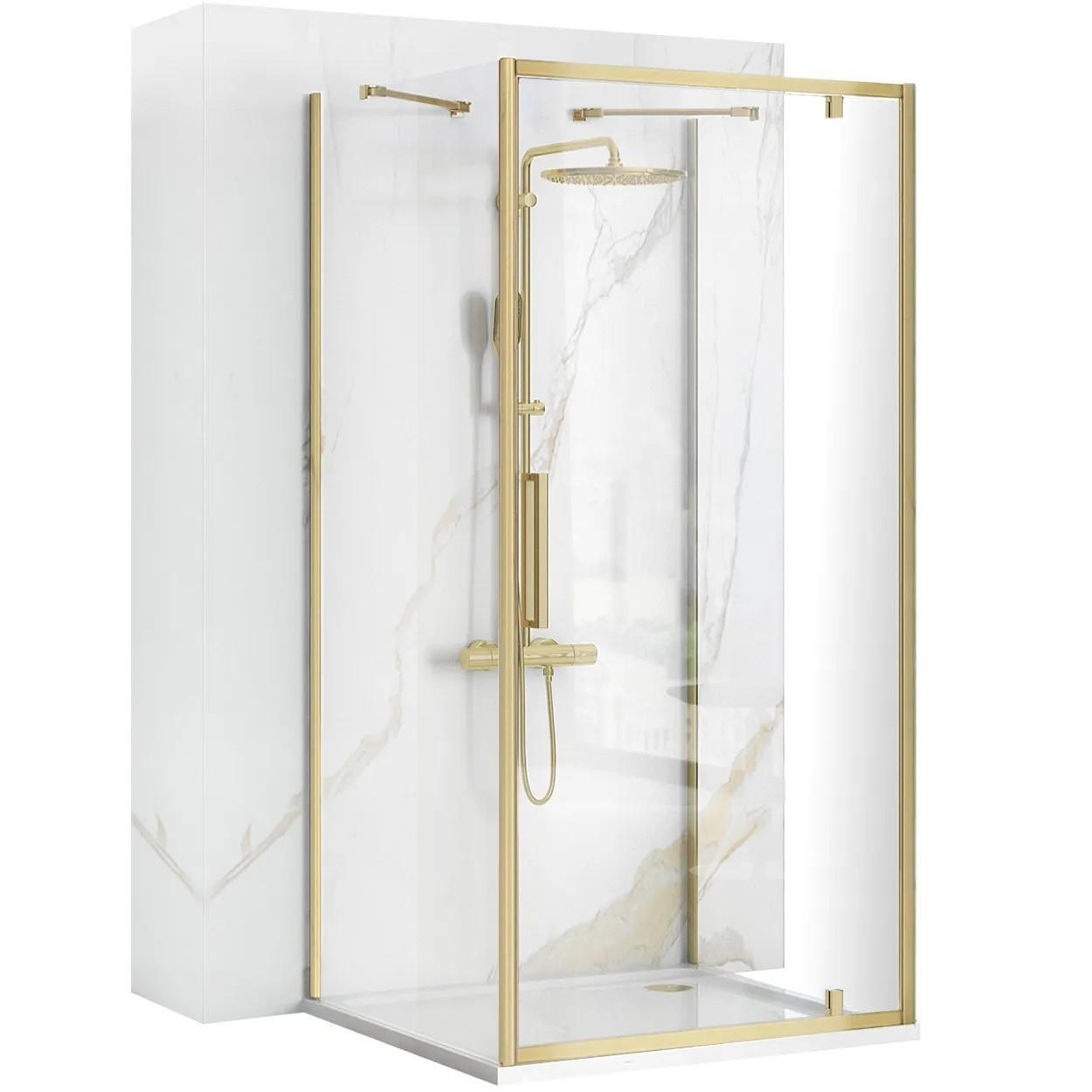 REA Eckdusche Gold 80x195x100 cm