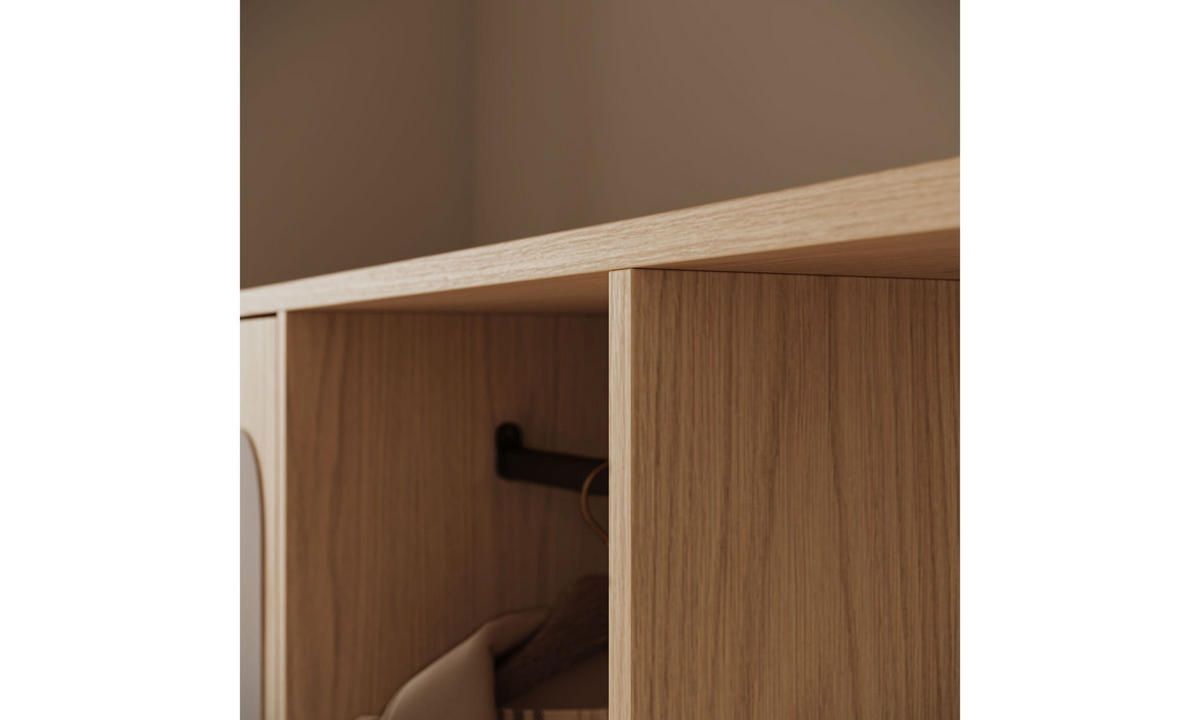 GARDEROBE NOLA 100/33,1/188,5 cm Eiche Bookmatch mit Spiegel und Schuhschrank - Eichefarben, Holzwerkstoff/Metall (100/188.5/33.1cm) - Lookway