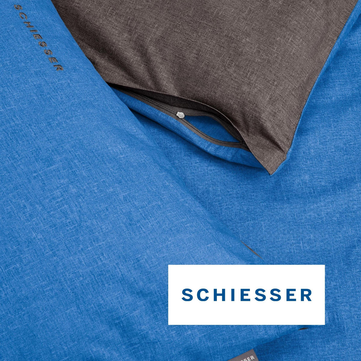 BETTWÄSCHESET Doubleface Renforcé 2-teilig 135x200 cm Blau-Dunkelgrau - Blau/Dunkelgrau, Textil (135/200cm) - SCHIESSER