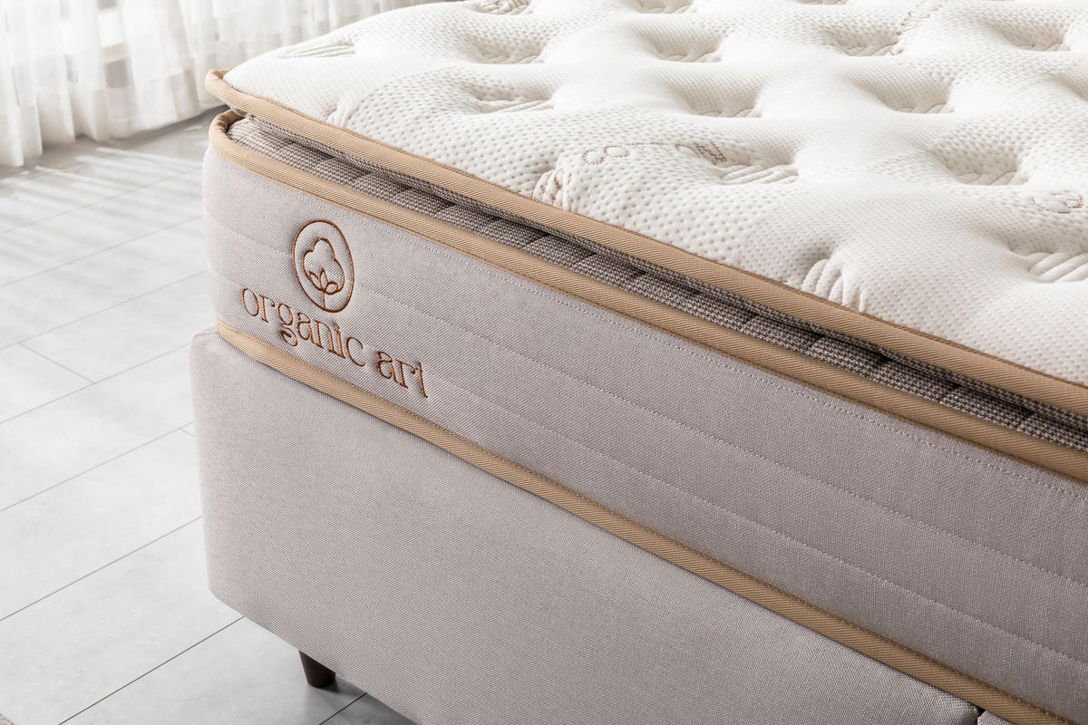 POLSTERBETT-SET Organic 150x200 Beige - Bett inkl. Matratze - Beige, Metall (150/200cm) - Villa Möbel