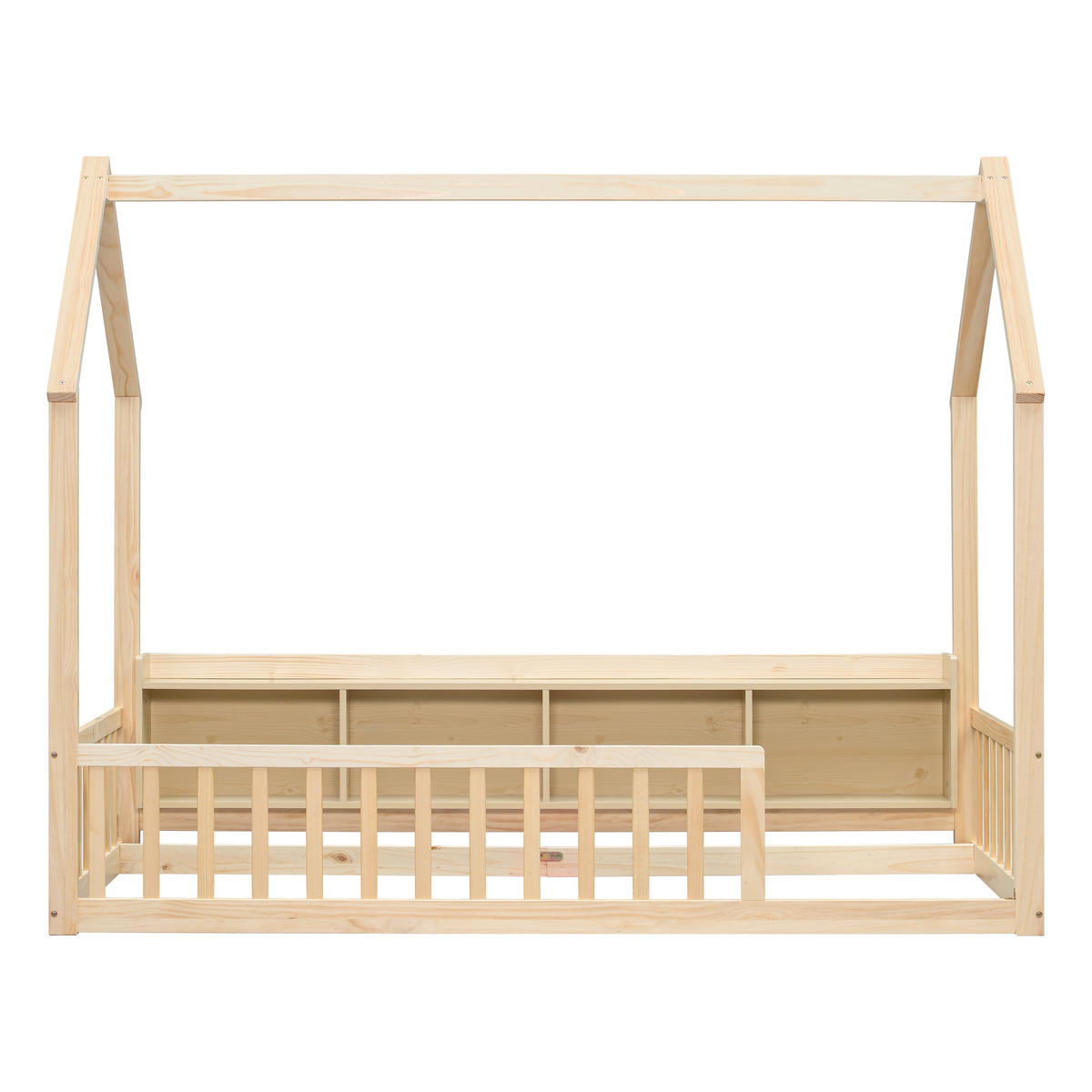 HAUSBETT 90/200 cm mit Ablagefächern, DE-41877, in Natur - Naturfarben, Holz (90/200cm) - ComfortXL