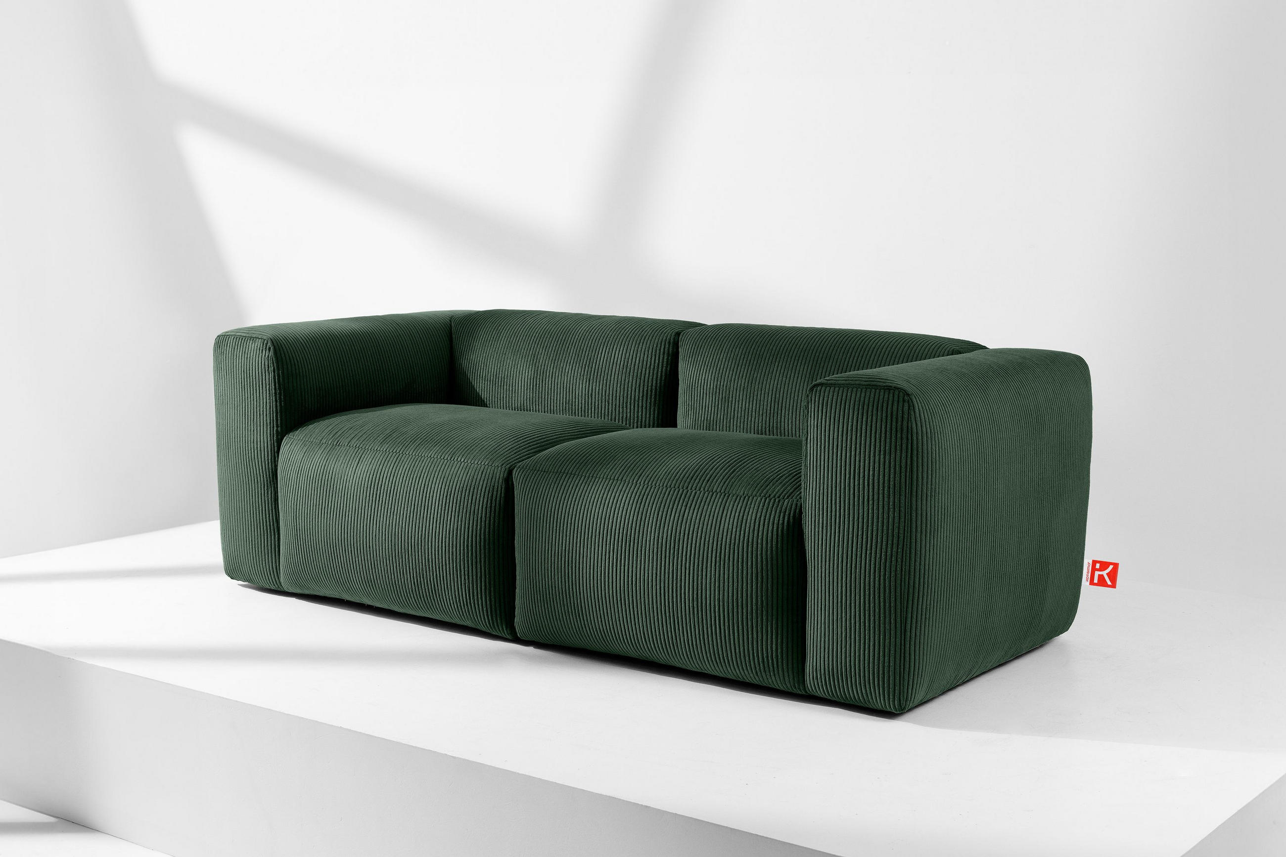 Thumbnail - Konsimo® 2-Sitzer-Modulsofa, Dunkelgrün, Textil, einzeln stellbar,Freiform, 210x73x96 cm, Wohnzimmer, Sofas & Couches, S...