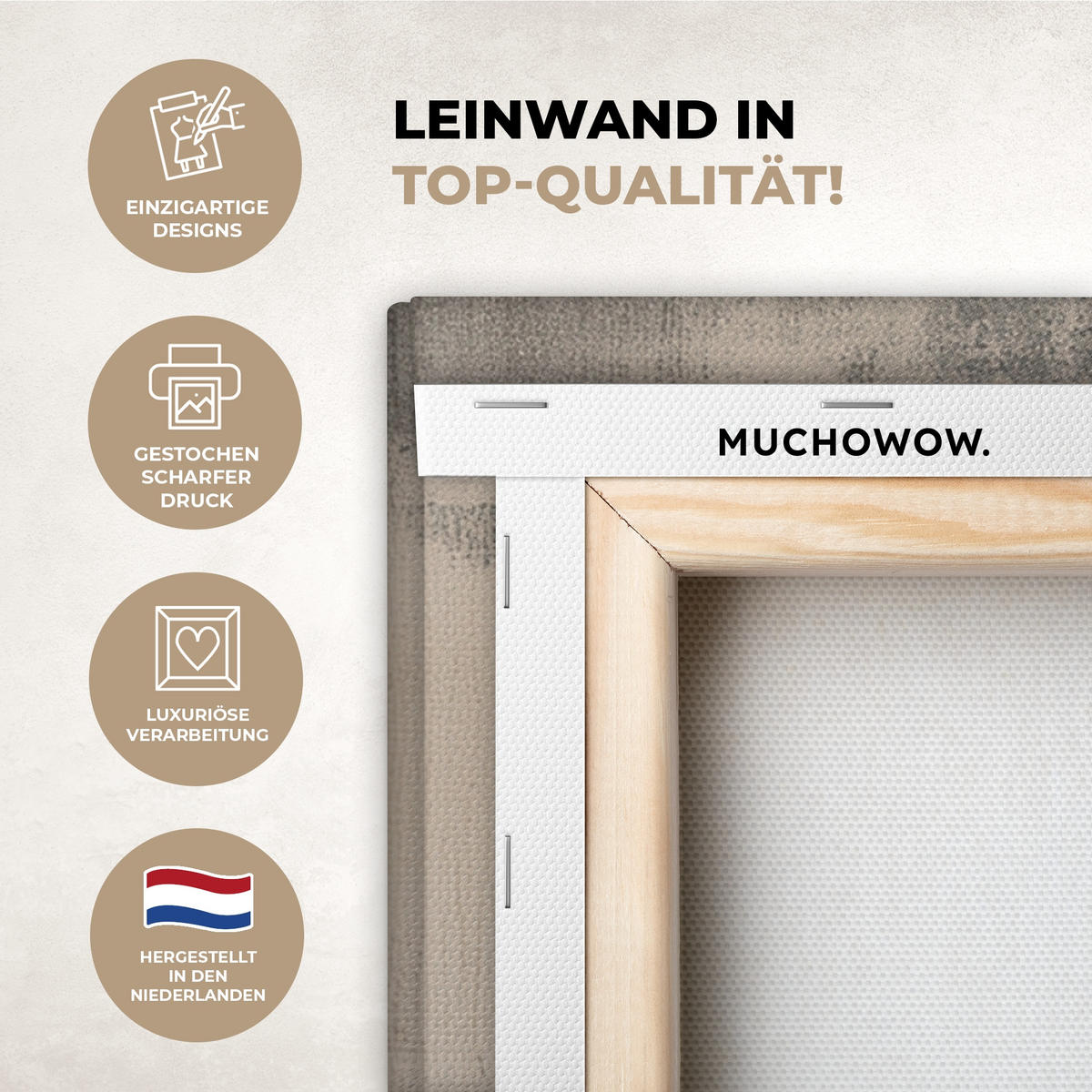 LEINWANDBILD Wabi sabi - Pflanze - Beige 90x90 cm - Taupe, Textil (90/90cm) - MuchoWow