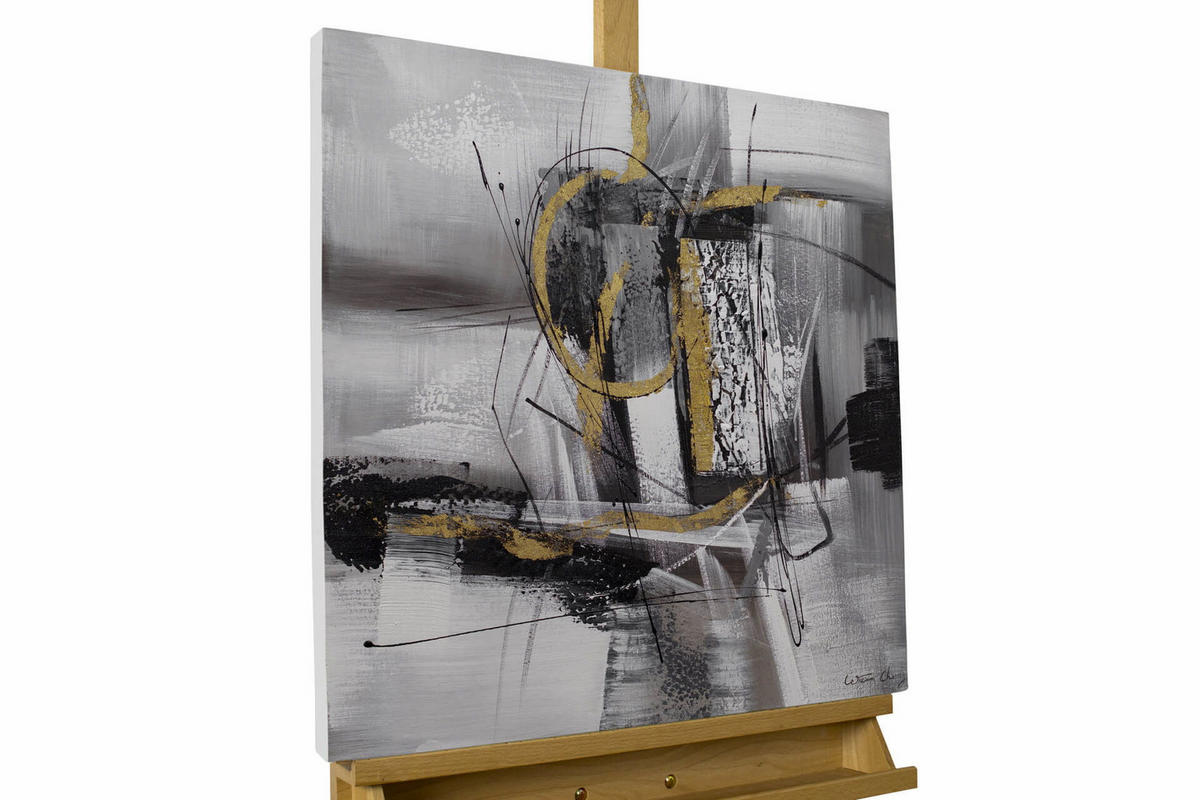 ACRYLBILD HANDGEMALT 60/60 cm - Grau, Holz/Textil (60/60cm) - KUNSTLOFT