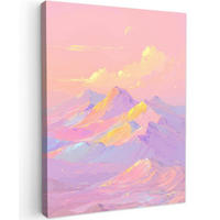LEINWANDBILD Berggipfel - Wolken - Verträumt Wandbild Wohnzimmer 60x80 cm - Hellrosa, Textil (60/80cm) - MuchoWow