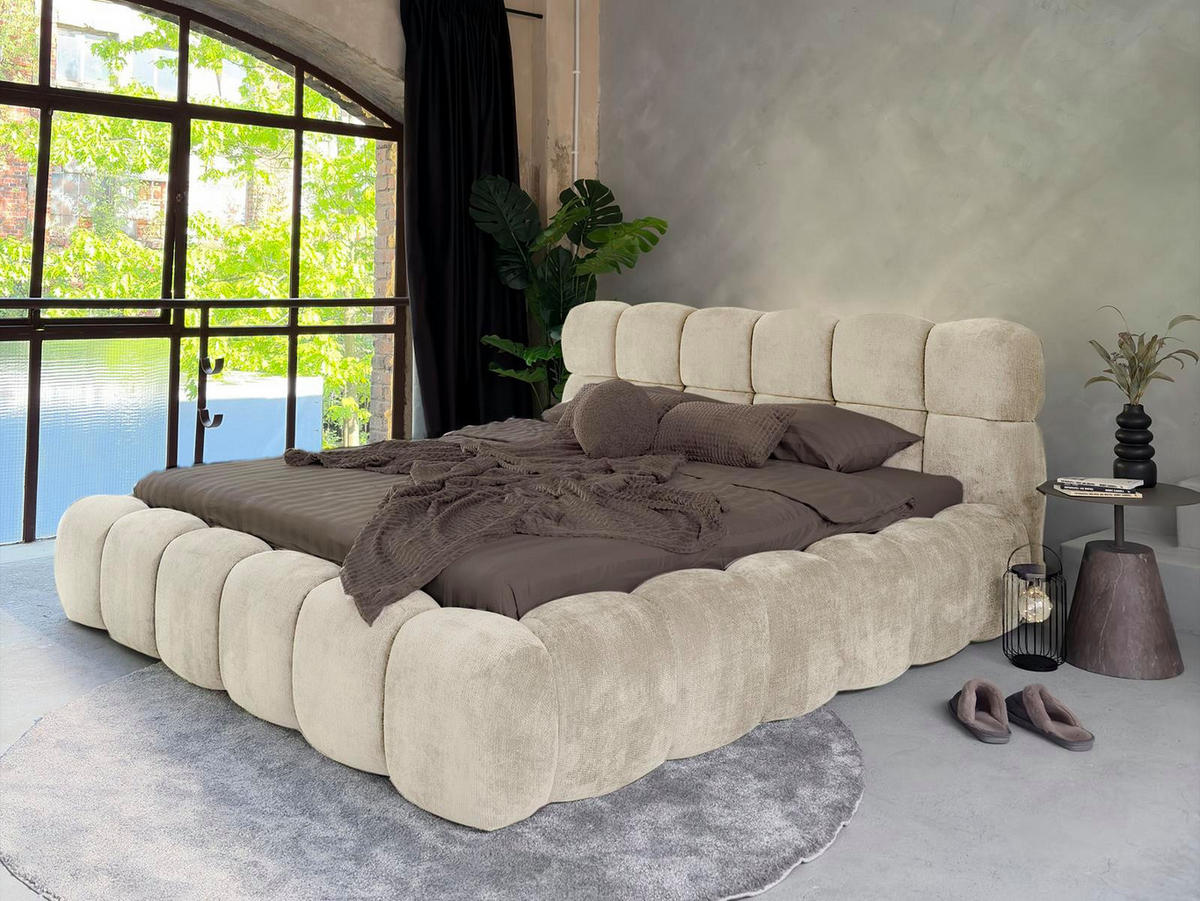 POLSTERBETT 200x200 ELVA Hellbeige - Naturfarben, Holzwerkstoff (200/200cm) - Compleo24
