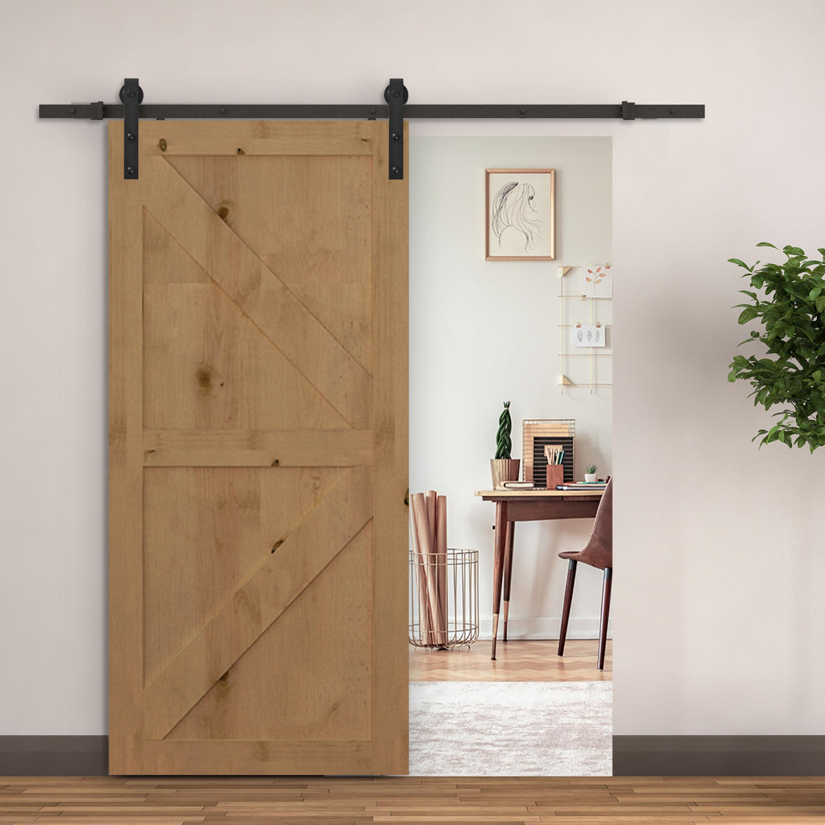 SCHIEBETÜRSYSTEM - Schwarz, Metall (4/0.6/200cm) - HOMCOM